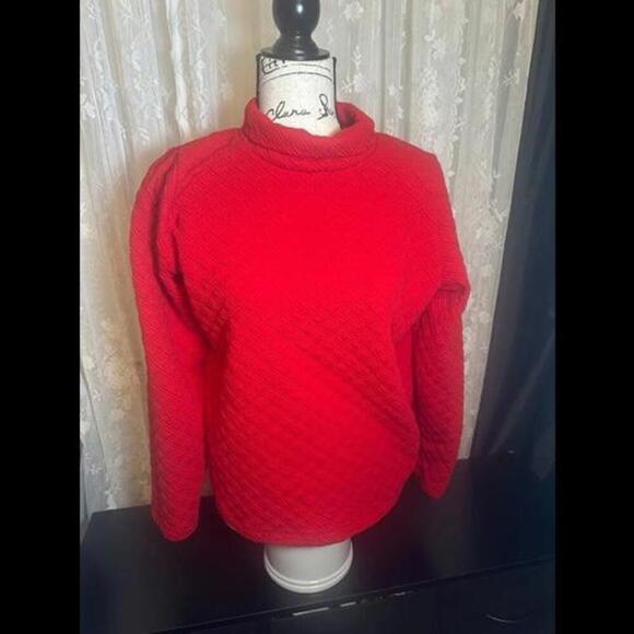 J. Crew Sweaters - J.Crew Red Quilted Pullover Sweatshirt - Size Medium